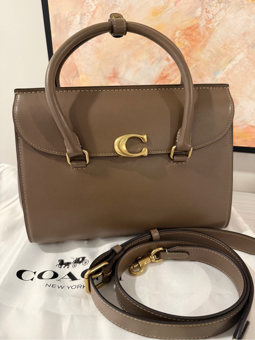 Coach Brown Leather Satchel with Gold Hardware